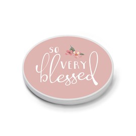 So Very Blessed Floral Pink 2.75 x 2.75 Absorbent Ceramic Car Coasters Pack of 2