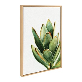 Kate and Laurel Sylvie Succulent 18 Framed Canvas by Jennifer Redstreake Geary, 23x33 Natural, Botanical Art Decor for Living Room, Bedroom, Entryway