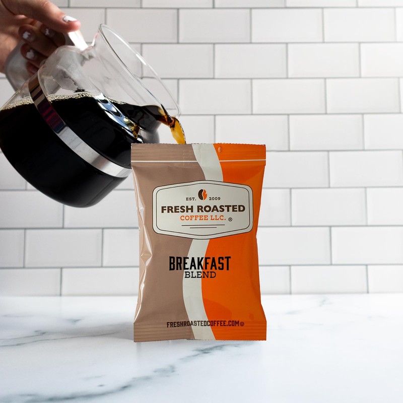 Fresh Roasted Coffee, Breakfast Blend, Kosher, Pre-Ground Fractional Packs, 1.75
