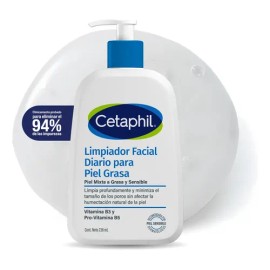 Cetaphil Gel Limpiador Facial Diario Para Piel Grasa y Mixta 236 ml, Limpia sin resecar, reduce brillo, exceso de grasa y poros, preserva barrera