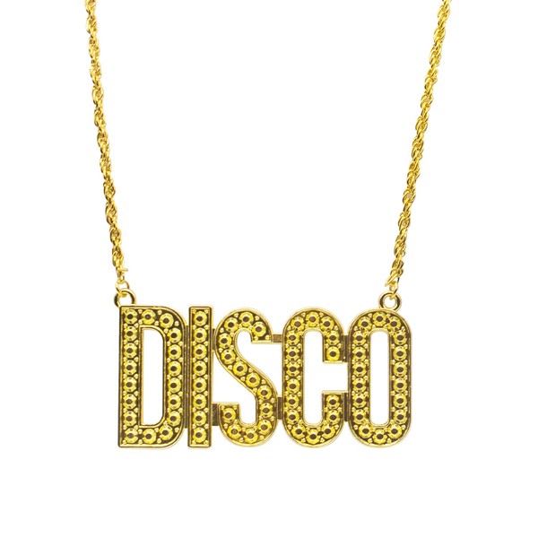 CHEERYMAGIC Disco Necklace, 50s 60s 70s 80s Retro Disco Gold Chain Hippie Peace Necklace Vintage Disco Fancy Dress Accessories for Kids Women Men for Hippie Disco Theme Parties A6-DSKXL (Gold)