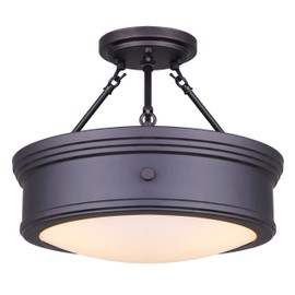 Canarm LTD ISF624A03ORB Boku ORB 3 Bulb Semi-Flush Mount Oil Rubbed Bronze with Flat Opal Glass