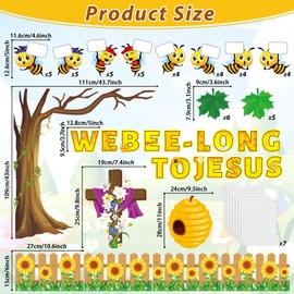 gisgfim Bee Bulletin Board Decoration Set Bee Jesus Religious Borders Cutouts for Classroom Door Christian Sunday School Sunnmer Welcome Bulletin Board Craft Home Wall (We Bee-Long to Jesus)