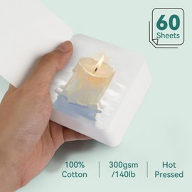 Lightwish 60 Sheets Mini Watercolour Sketchbook 2.56 x 2.56 inch 100% Cotton Hot Press 300gsm/140lb, Travel Size Portable Tearable Painting Notebook, Square Watercolour Sketchbook Art Paper