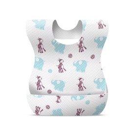 ZAHADA Disposable Apron, Baby Bib, 60 Pieces, Bib, Non-Woven Fabric, Waterproof, For Children, Meals, Baby Apron, Baby Shower, Portable, Convenient, No Washing Needed, elephant