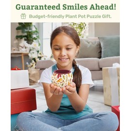 PieceRelax PieceRelax 3D Puzzle Planter - Dancing Leaves in Fall - Small Round Plant Pots with Drainage, Home Decor Flower Pots for Indoor Cactus, Succulents Pots [K1108]