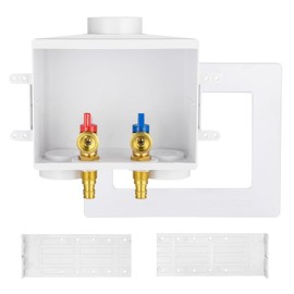 Washing Machine Outlet Box, Niikappu 1/2 Inch Pex Crimp Inlet x 3/4 Inch MHT Outlet Connection, Washer Box with Double Drains, with Stainless Steel Water Hammer Arrestor