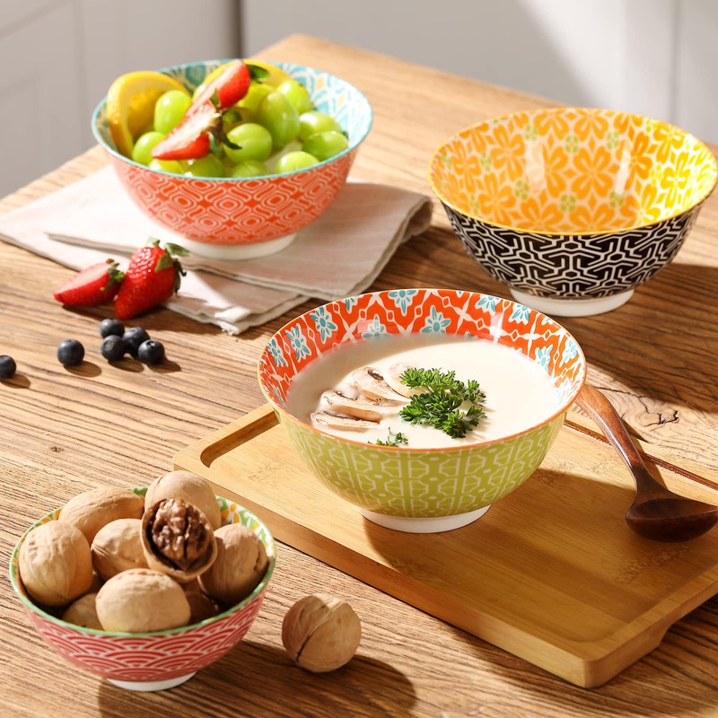 Metahom Ceramic Cereal Bowls, 23 Oz Colorful Soup Bowls, Deep