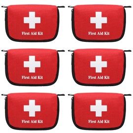 Faylapa 6Pcs Mini Empty First Aid Bag, 5.5x3.5x1.5 inches Small First Aid Kit, Emergency Medical Essentials Pouch Bag for Travel, Car, Home, Office, Camping, Outdoors, Hiking (Bag Only)