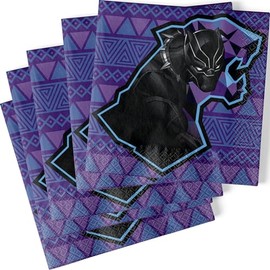 Black Panther Multicolor Luncheon Paper Napkins (Pack Of 16) | Vibrant Design, Perfect For Wakanda-Inspired Parties & Themed Events