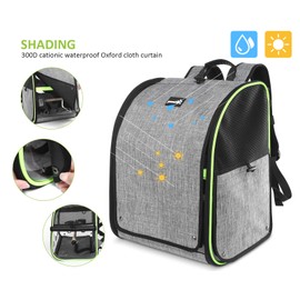 Pecute Bird Carrier Backpack, Parrots Bird Backpack with Visible Window, Adjustable Height Standing Perch, Feeding Cans, Waterproof Pads, Lightweight Foldable Birds Travel Cage for Hiking Camping