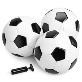 Innotoys 3 Pack Size 3 Soccer Balls Boys Girls with 1 Pump, Soccer Balls Classic for Kids Children Toddlers 2 3 4 5 6 7 8 Years Old, Indoor Outdoor Sports Toys Play Balls Gift (White and Black)