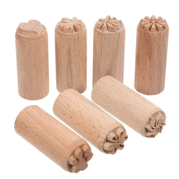 EXCEART Wooden Clay Stamp 7Pcs Column Wood Clay Stamps Hand