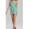 Wild Fable Women's Plus Terry Halter Romper Green & Blue