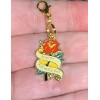 Gold Happy Mother’s Day Red Rose Charm Zipper Pull &