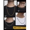 Flat Black Chain Necklace, 3mm Miami Curb Chain For Men