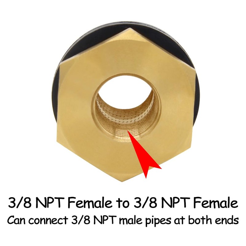 Uenede 2PCS Solid Brass Bulkhead Fitting 3/8" NPT Female x