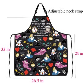 Alice Apron Alice Inspired Gifts It's Always Tea Time Wonderland Gift Fairy Tale Gifts Alices Cooking Kitchen Apron (black)
