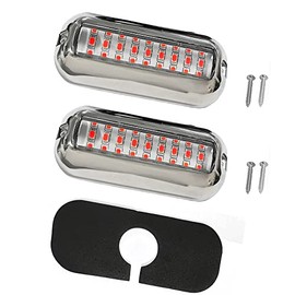UWDESY 2Pcs 27 LEDs Red Marine Boat Lights,IP68 Waterproof Underwater Boat Trailer Light Pontoon Boat Transom Lights Stern Navigation Light Boat Interior Deck Lights 10-30V DC