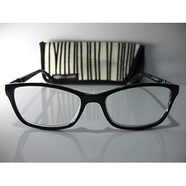 Foster Grant Jules Womens Black & White Fashion Reading Glasses w/Case +2.50