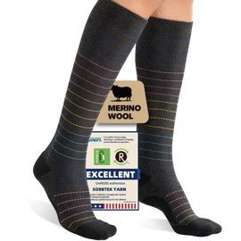 Iambamboo Merino Wool Compression Socks for Women Men, 15-20 mmHg Graduated, Soft & Breathable for Nurses, Running Athletic, Travel, Pregnancy XXL (Red&Yellow&Blue)