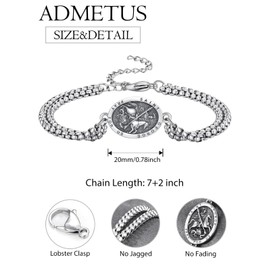 ADMETUS St. George and Dragon Sterling Silver Bracelet for Men - St. George Medal Protection Jewelry