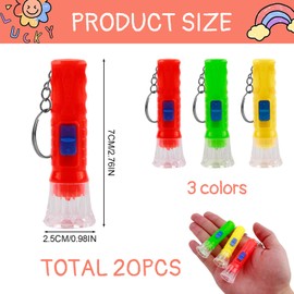 QTMMC 20 Pcs Mini Torches Kids Keyring Torch Led Small Flashlight Pocket Keychain Colourful Bright Torches for Boys Girls Party Bags Reading Camping Hiking Outdoors Prizestiny Gift, Random Colors