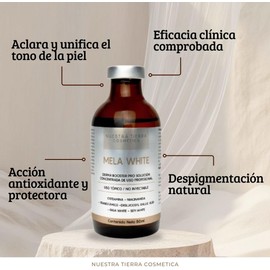 Nuestra Tierra Cosmética Mela White, Solución Derma Booster Pro Concentrada, Despigmentante con Ácido Tranexámico y Cisteamina, Uso Tópico Profesional, 50ml