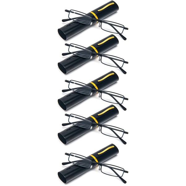 REAVEE 5 Pack Slim Portable Reading Glasses for Men Women,