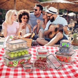 GEIKR 44 PCS Plastic Food Storage Containers with Lids Airtight, BPA-Free Leakproof Meal Prep Containers Reusable,Microwave & Dishwasher & Freezer Safe,Includes Labels & Pen