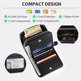 XINNSTAR Genuine Small Wallet for Women, Slim RFID Blocking Credit Card Holder with ID Window, Compact Purses for Women with 11 Card Slots