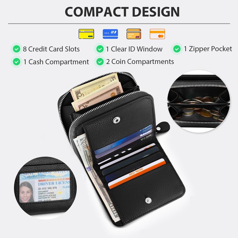 XINNSTAR Genuine Small Wallet for Women, Slim RFID Blocking Credit
