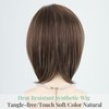RENERSHOW Ombre Brown with Blonde Highlights Layered Bob Wig with
