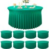 Htper 8 Pack Emerald Green Spandex Round Tablecloths for 72