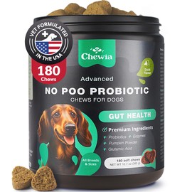 Coprophagia Deterrent - No Poo Chews for Dogs - Dog Probiotics for Digestive Health with Enzymes - Canine Stool Eating Deterrent - Digestive, Dental, Gut & Immune Health Treats - No Poop Eating