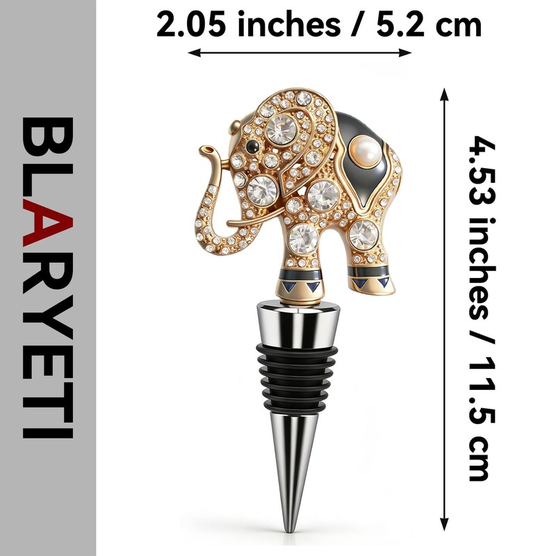 BLARYETI Elephant Wine Stopper, Lucky Trunk Up Animal Wine Bottle