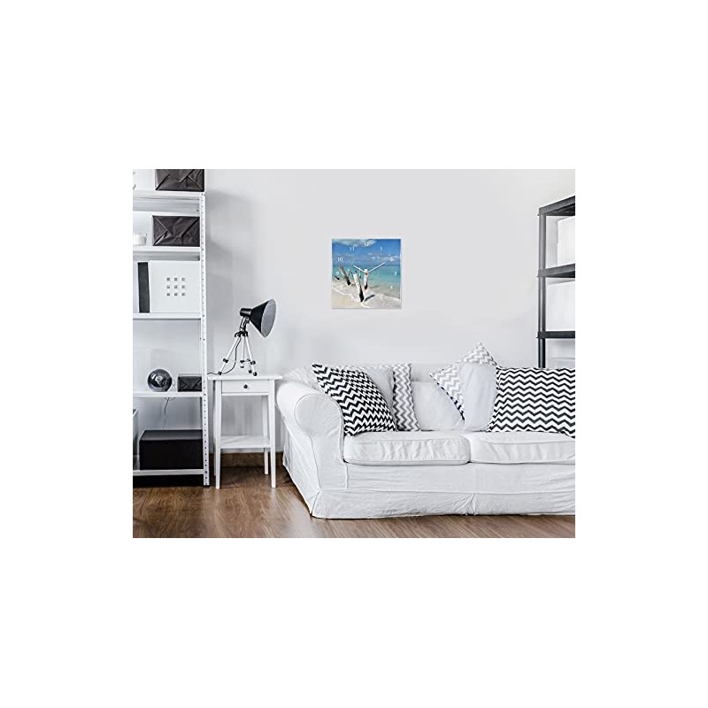 Wall Clock Glass 20 x 20 cm Sea Beach Holiday