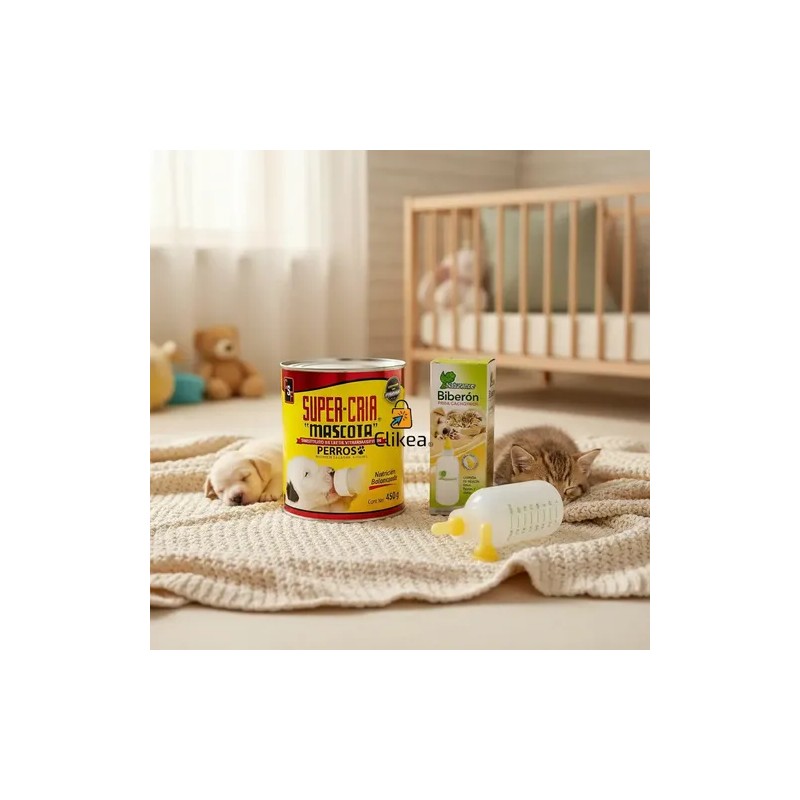 Kit Leche Super Cria Mascota Cachorros 450 Gr Con Biberon
