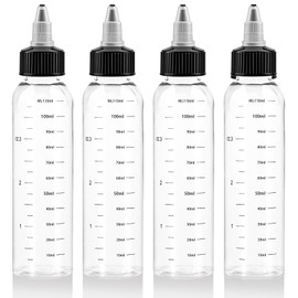 BNPHSIN 4PCS Hair Oil Applicator Bottle, 120ml Scalp Oil Applicator, Hair Color Squeeze Bottle with Scale Ratio Measurement Refillable Empty Liquid Container for Salon Hair Coloring Paint Art Glue