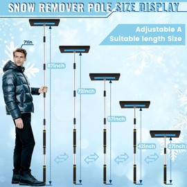 Foam Snow Brush for Car Non Scratch, 33 to 87in Snow Remover for Cars Ice Scrapers for Car Windshield Automotive Long Handle Splicing Extension Pole with Foam Head Snow Broom for SUV Truck