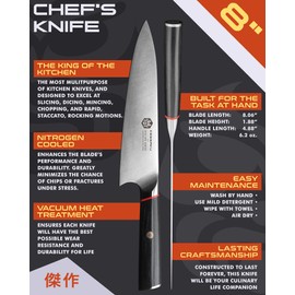 KESSAKU 8-Inch Chef and 7-Inch Santoku - Spectre Series Knife Set - Forged High Carbon Japanese AUS-8 Stainless Steel - Pakkawood Handle with Blade Guards