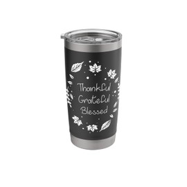 Thankful Grateful Blessed – Women's Autumn Faith-Based Fall Stainless Steel Insulated Tumbler