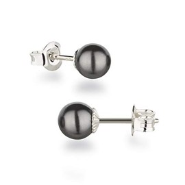 Schöner - SD Women's Stud Earrings, 925 Silver, with Round Beads, 6 mm, Multi-Coloured, Silver