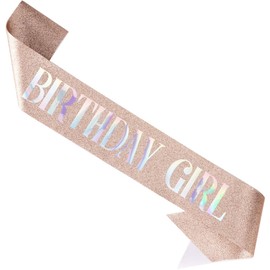 Birthday Girl Sash for Women Black Glitter Sash with Colorful Foil Lettering Sweet 16th 18th 21st 25th 30th 40th Birthday Gifts Decorations For Party Rose Gold, 1 Pack