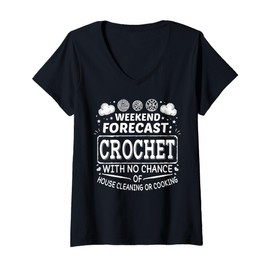 Womens weekend forecast crochet for women crocheters gifts V-Neck T-Shirt
