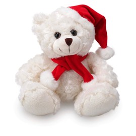 Plushland Adorable Soft and Hairy Santa Teddy Bear, Stuffed Animal Holiday Toys Christmas Accessories – A Perfect Toy Gift for Kids (6 Inches, Xmas Cream Bear)