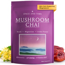 SPACE AND TIME Relax - Mushroom Chai Tea - 20 Cups of Calm & Relaxation - Mushroom Tea with Reishi, Magnesium & L-Theanine