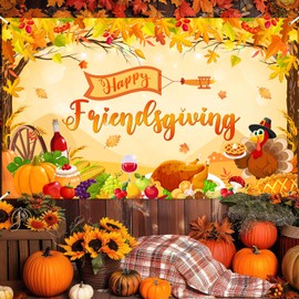 Avezano - Banner de felicitación para regalar a amigos de calabaza, pavo, telones de fondo para fotografía, decoración de fiesta de Acción de Gracias, 70 x 43 pulgadas