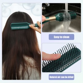 VOCOSTE 1 Pcs Hair Brush, Detangling Brush for Women and Men, Hair Brush for Straight, Curly, Long, Short, Dry Hair, Dark Green, Plastic