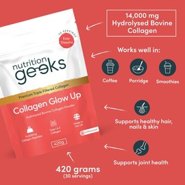 Nutrition Geeks Collagen Glow Up Powder, 1 month supply (420g, 14.8 oz)